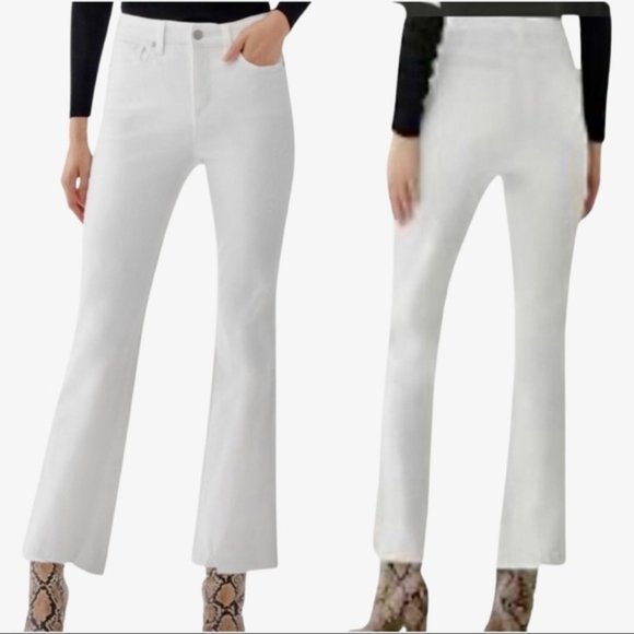 Scoop NYC Denim - Women's Scoop Women’s Raw Hem Kick White Crop Flare Jeans Size 4